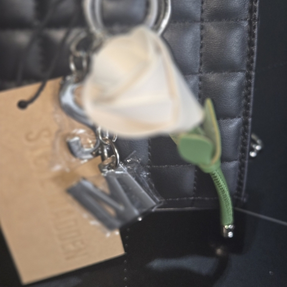 Steve Madden Black Quilted Bag with Silver Accents NWT - Picture 3 of 10